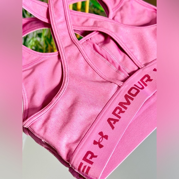 NWT Women's Under Armour Pink Medium Impact Crossback Sports Bra size S - Picture 5 of 6